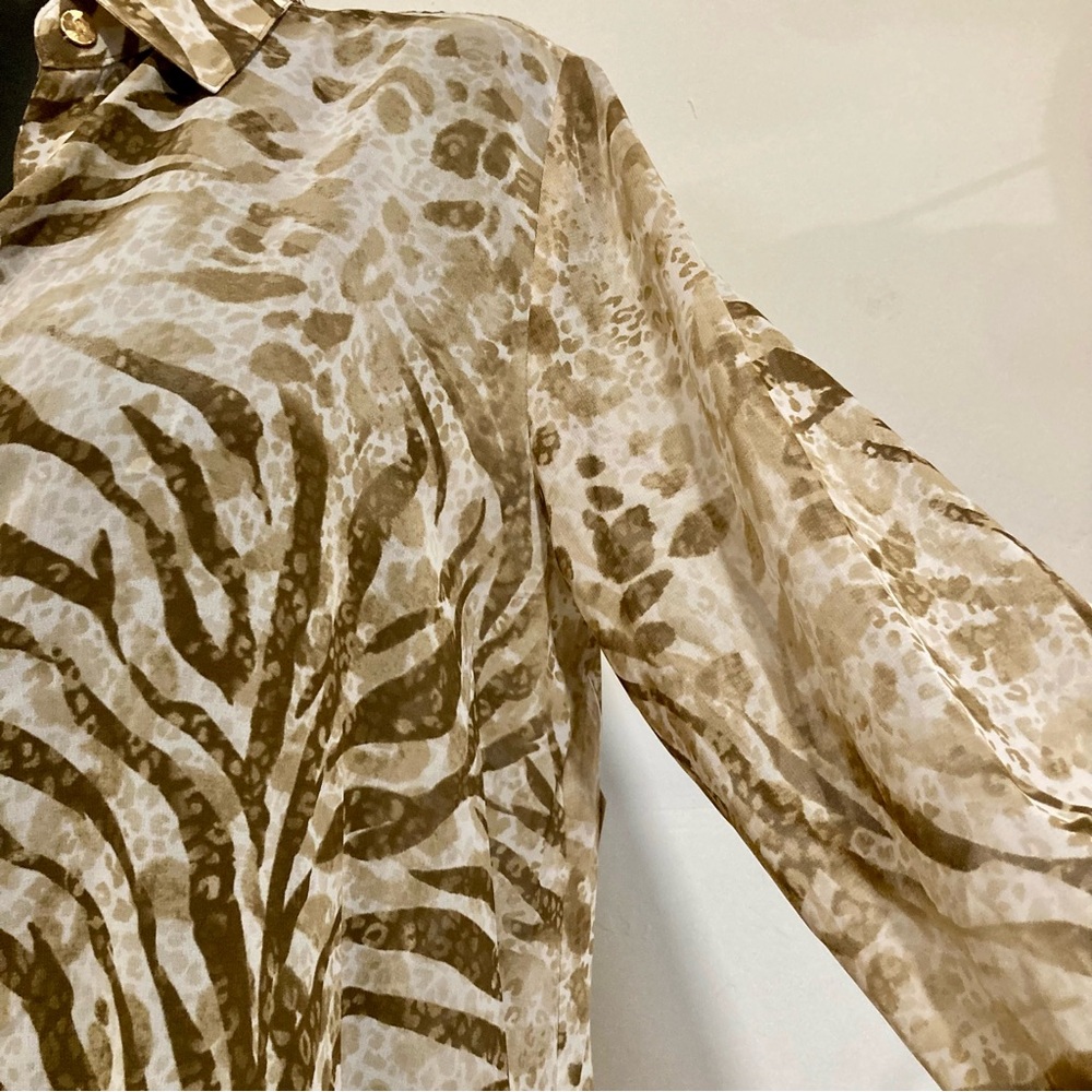 Women’s Sheer Animal Print Blouse Long Sleeve S JM Collection NWT - Picture 7 of 14